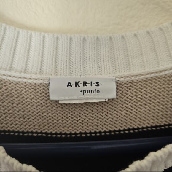 Akris‎ Punto Women's Sz Med Jacquard Cotton Sweater Old Money Minimalist Luxury - Picture 2 of 10